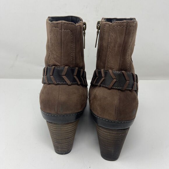 Clarks Brown Leather Harness Heel Ankle Boots - Picture 4 of 8